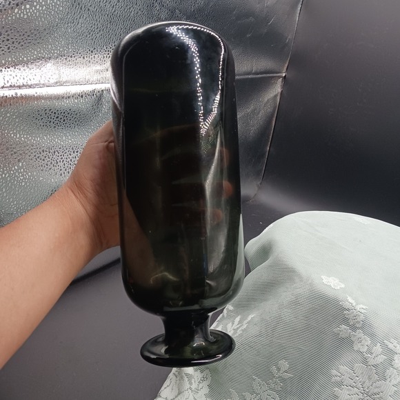 MCM GFC style Handblown Glass Vase Smoky Vintage Gothic Smokey Gray Blk - Picture 8 of 16